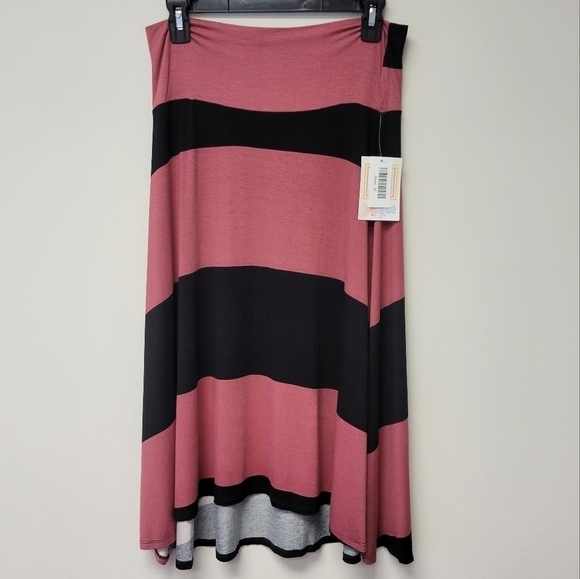 Lularoe Azure stripe A-line Skirt pink black M - Picture 7 of 7